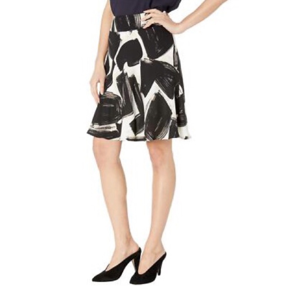 NIC+ZOE Nightfall Black and Cream A-Line Skirt Size 8